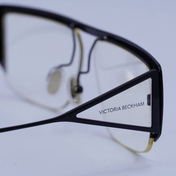 Victoria Beckham VB250S 001 Sunglasses Black Rectangle Frame, Transparent Lenses - Picture 9 of 10